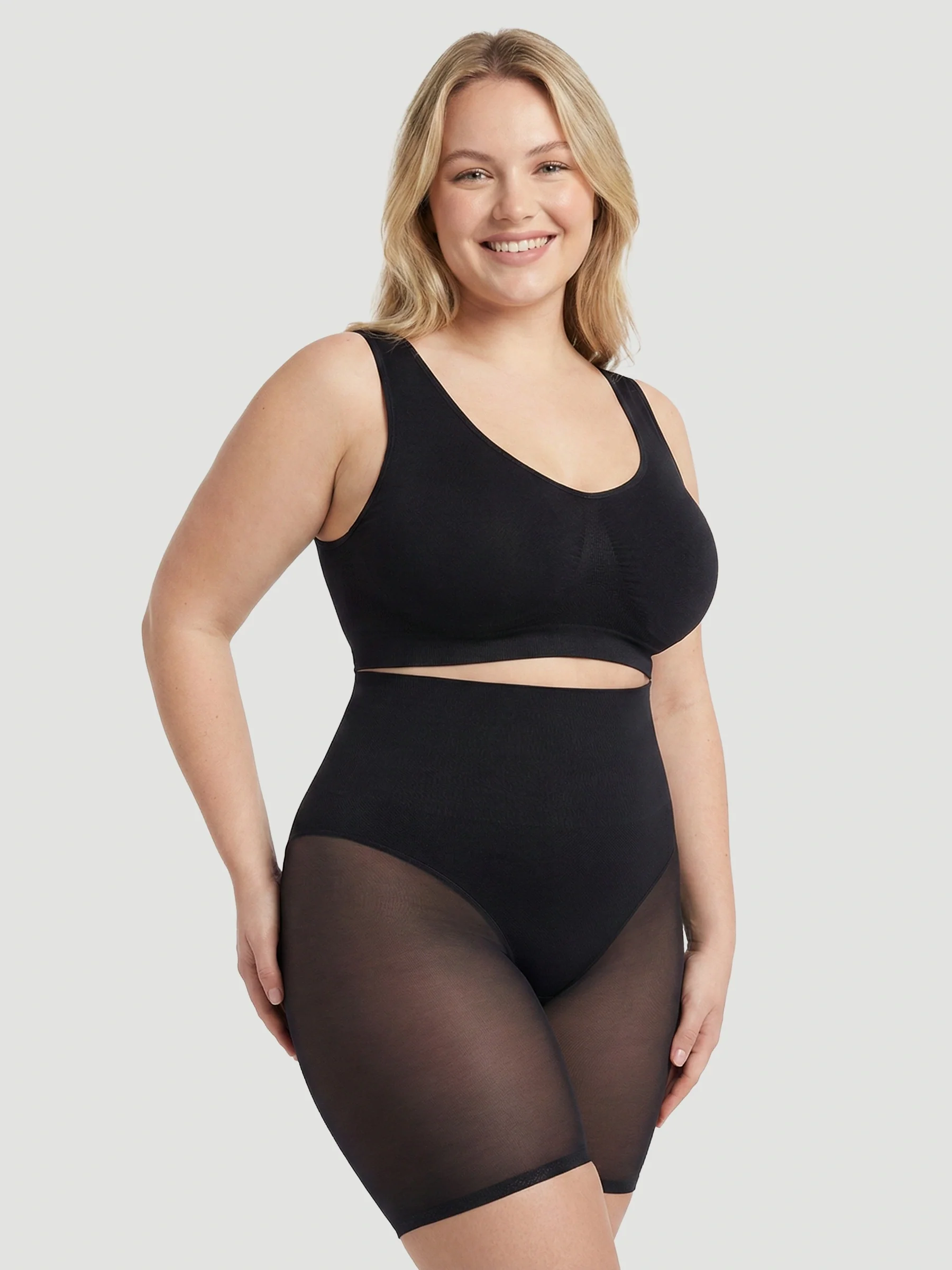 High Waisted Mesh Shaping Shorts - Image 14