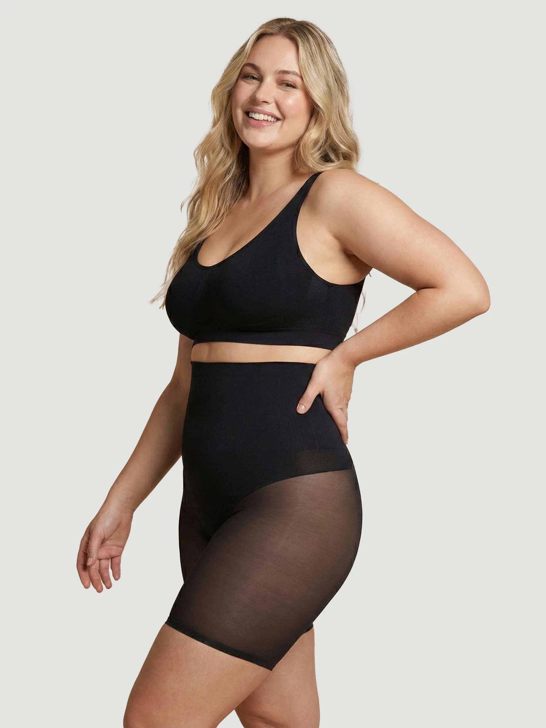 High Waisted Mesh Shaping Shorts - Image 15